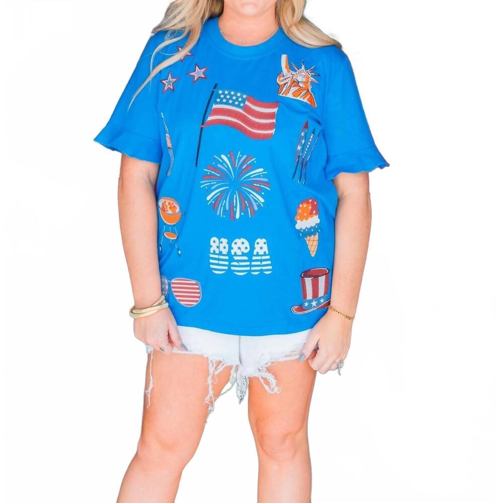 NEW LAYERZ CLOTHING america short sleeve tee in blue